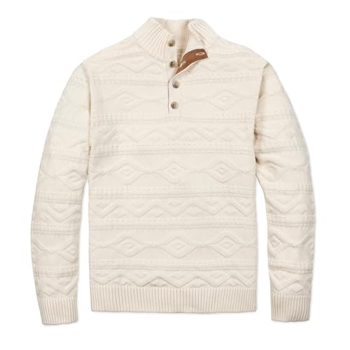 Hope & Henry Men's Organic Cotton Mock Neck Cable Knit Sweater